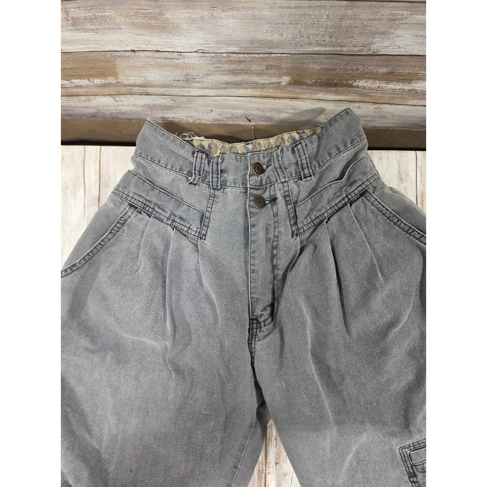 Vintage Gitano Express High Waisted Acid Wash Grey Pleated Jeans Size 5 READ - Picture 2 of 10